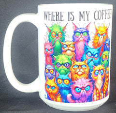 Neon Coffee Cat 15 oz Mug