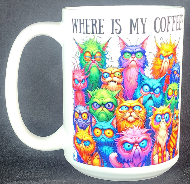 Neon Coffee Cat 15 oz Mug