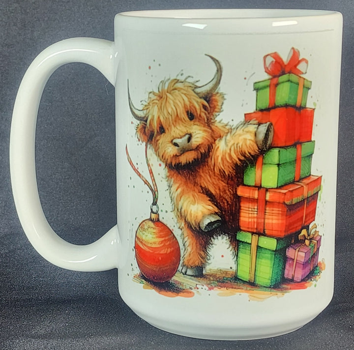 Highland Calf Christmas 15 oz Mug