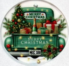 Old Green Truck Ceramic Ornament - 2 sided
