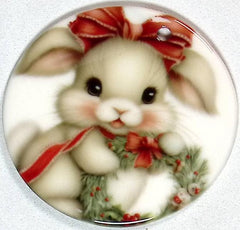 Christmas Bunny Ceramic Ornament - 2 Sided