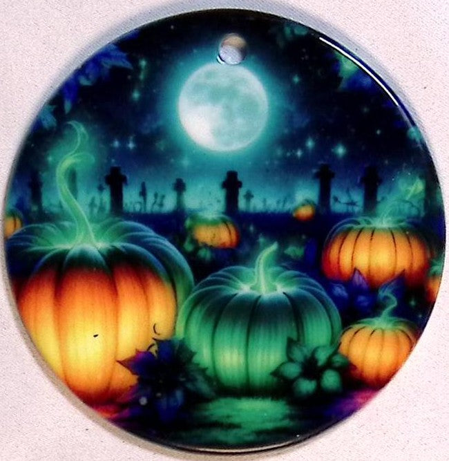 Neon PUmpkin Ceramic Ornament - 2 Sided