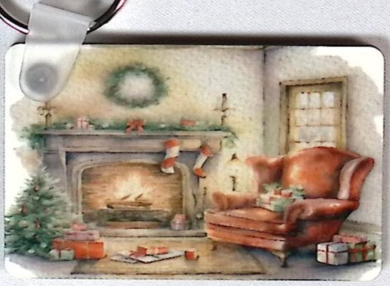 Fireplace Family Room Rectangular Key Chain