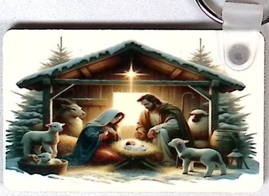 Nativity Rectangular Key Chain