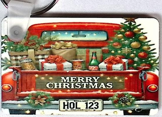 Old Red Truck Rectangular Key Chain