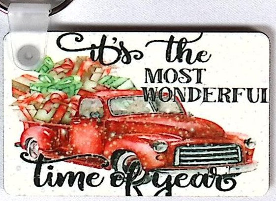 Red Truck Wontderful Tme Rectangular Key Chain