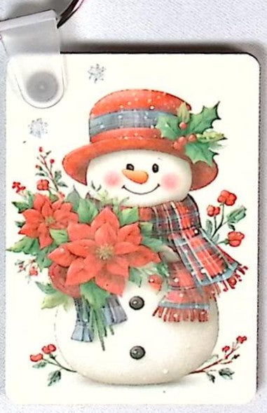 Merry Snowman Rectangular Key Chain
