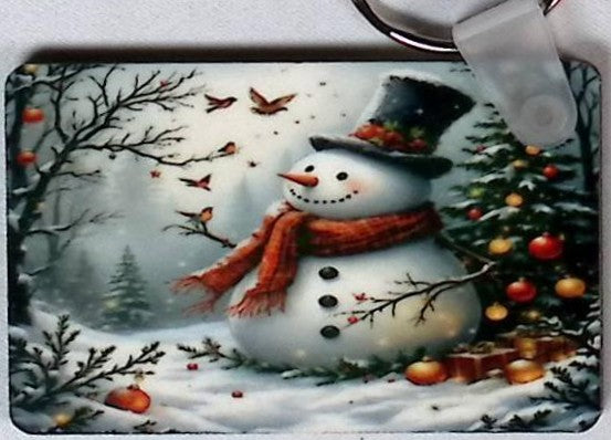Snowman Rectangular Key Chain