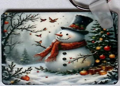 Snowman Rectangular Key Chain