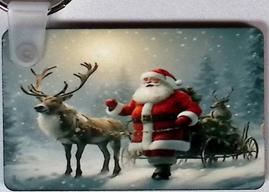 Santa Reindeer Rectangular Key Chain