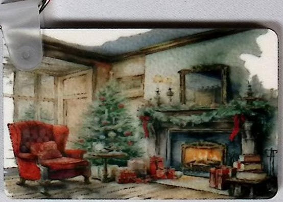 Family Room Fireplace Rectangular Key Chain