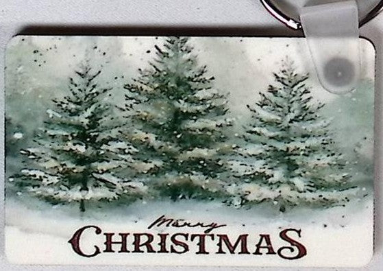 Snowy Trees Rectangular Key Chains