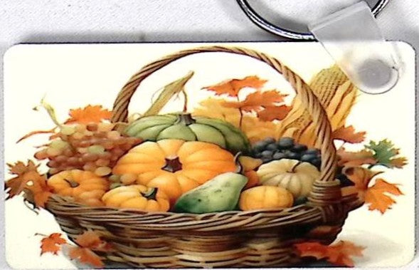 Fall Basket Rectangular Key Chain