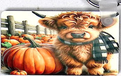 Highland Calf Pumpkin Rectangular Key Chain
