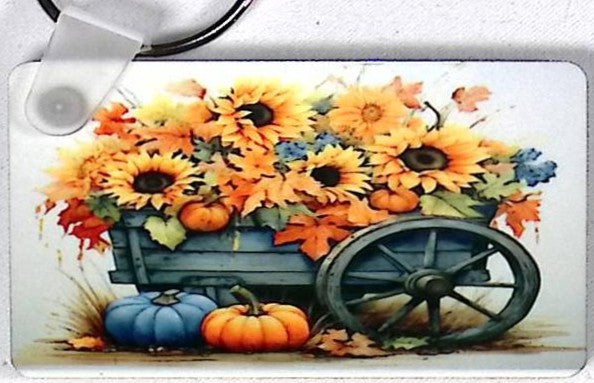Harvest Wagon Rectangular Key Chain