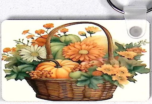 Fall Basket Rctangular Key Chain