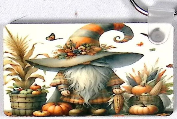 Autumn Gnome Wizard Rectangular Key Chain