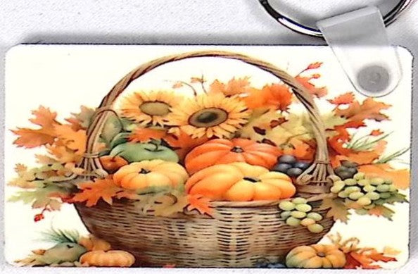 Fall Basket Rectangular Key Chain