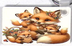 Fox Family Rectgular Key Chain