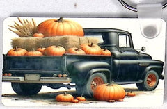 Old Black Truck Pumpkins Rectangular Key Chain