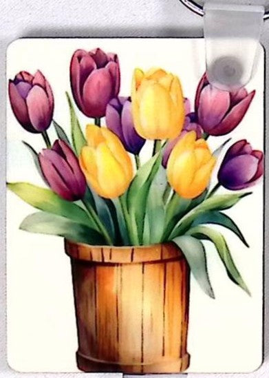 Tulip Basket Rectangular Key Chain
