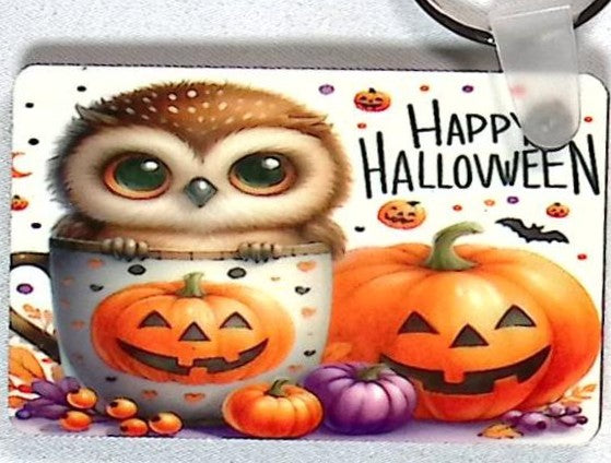 Owl Pumpkins Rectangular Key Chain