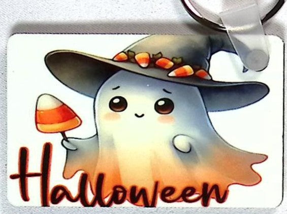 Candy Dorn Ghost Rectangular Key Chain