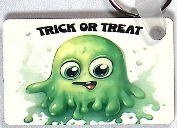 Green Ghost Rectangular Key Chain