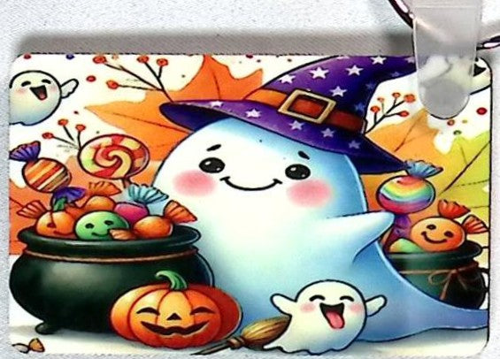 Party Ghost Rectangular Key Chain