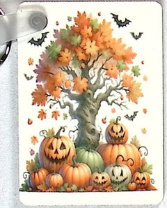 Pumpkin Bats Leaves Rectangular Key Chain