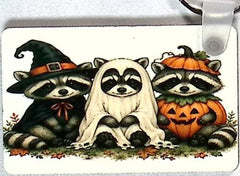 Raccoons in Costume Rectangular Key Chain