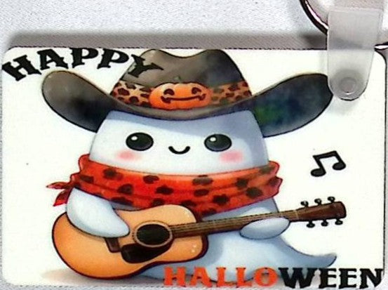 Guitar Ghost Rectangular Key Chain