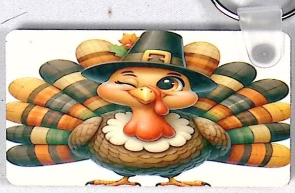 Turkey Pilgrim's Hat Rectangular Key Chain