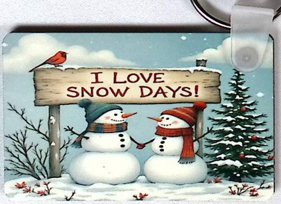 I Love Snow Rectangular Key Chain
