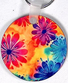 Pastel Flowers Round Key Chain