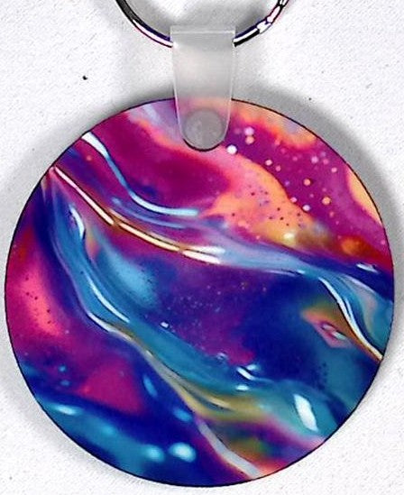 Blue Waves Round Key Chain
