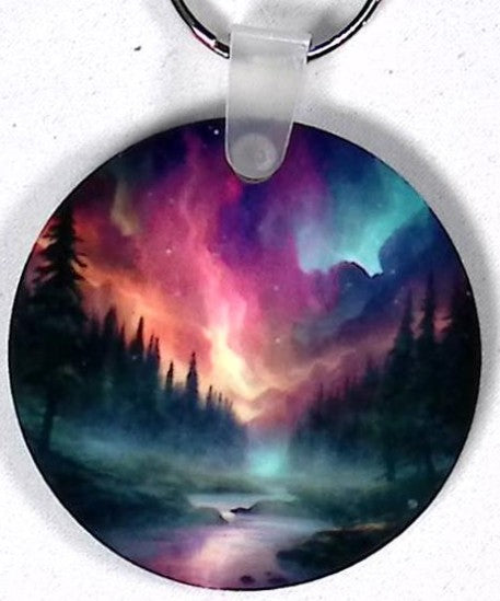 Northern Lights  Round Key Chain