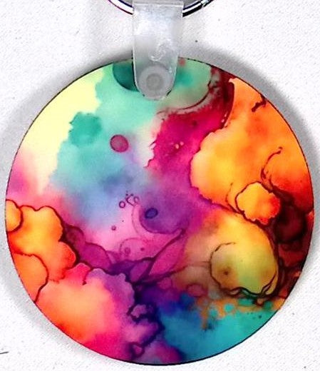 Neon Water Colors Round Key Chain