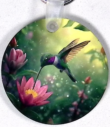 Custom Hummingbird Round Key Chain