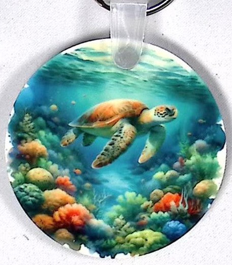 Sea Turtle Round Key Chain
