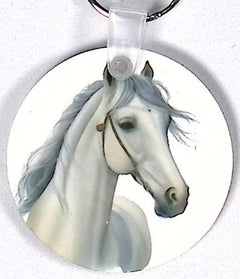 White Horse Ruond Key Chain