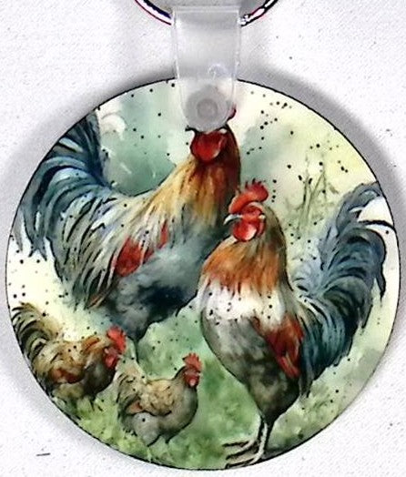 Roosters Hens Round Key Chain