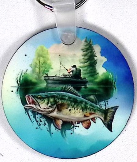 Fishing Round Key Chain
