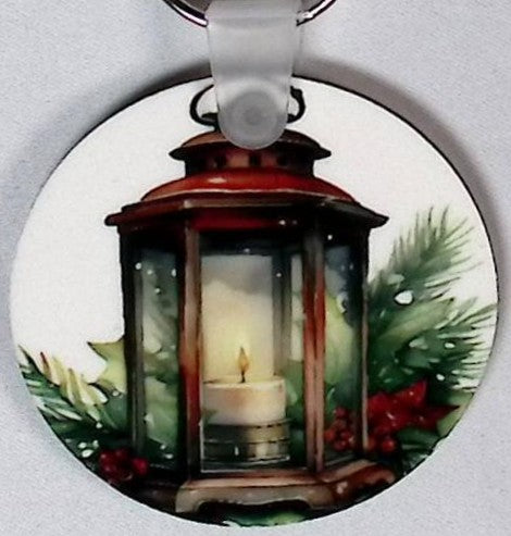 Rustic Lantern Round Key Chain