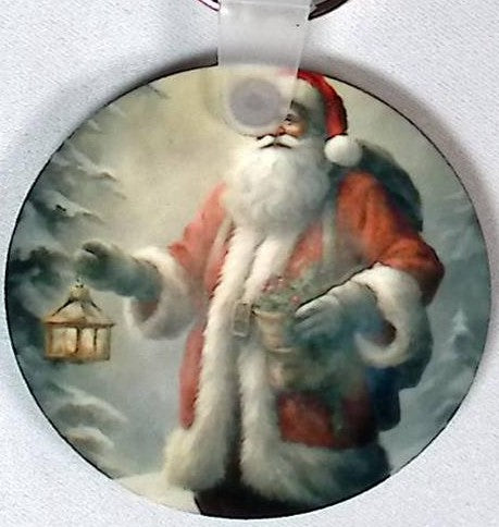 Santa Lantern Round Key Chain