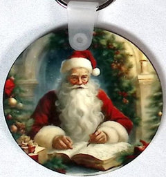 Santa List Round Key Chain