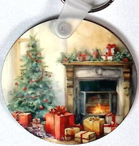 Fireplace Presents Round Key Chain