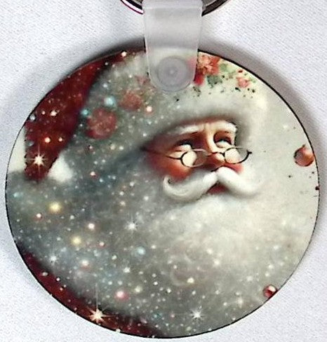 Red Cheek Santa Round Key Chain