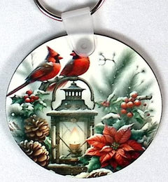 Cardinals Lamp Round Key Chain