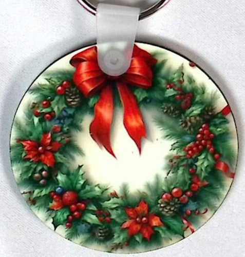 Green Wreath Round Key Chain